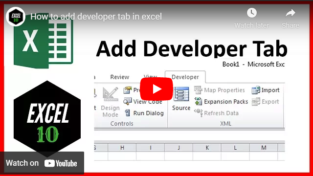 How To Add Developer Tab In Excel